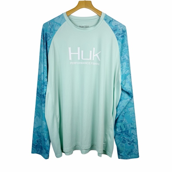Huk Other - Huk Performance Fishing Shirt Aqua Long Sleeve Quick Dry Size XXL